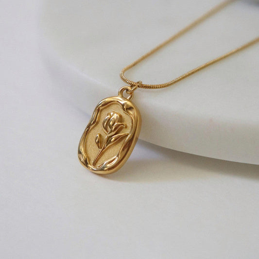Embossed Rose Necklace