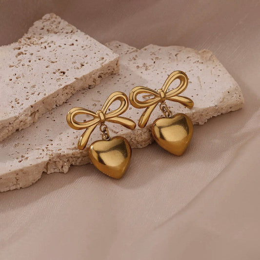 Bow Heart Earrings