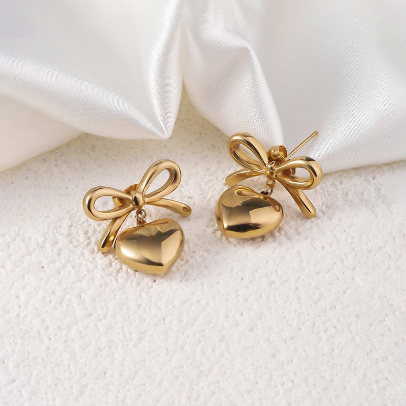 Bow Heart Earrings