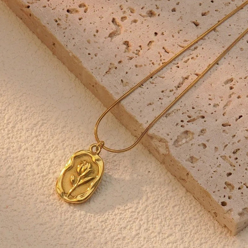 Embossed Rose Necklace