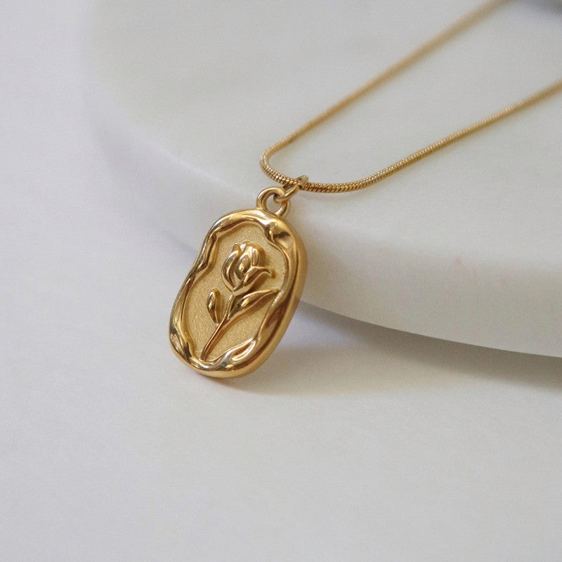 Embossed Rose Necklace