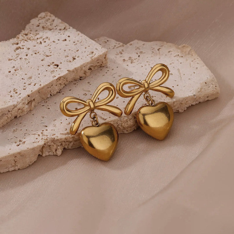 Bow Heart Earrings